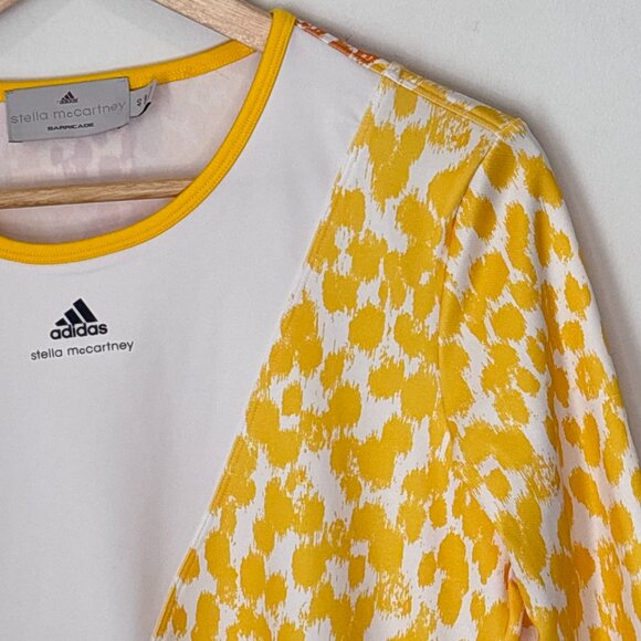Adidas Stella McCartney Barricade Yellow White Athletic Pullover Shirt Small d5 - Picture 4 of 16
